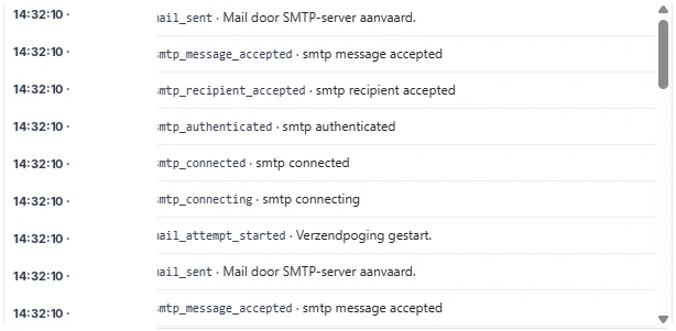 Technische log van e-mailverzending