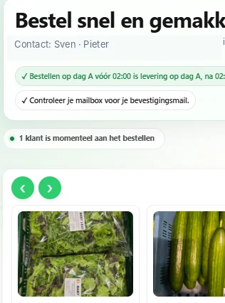 Mobiele weergave van het bestelportaal